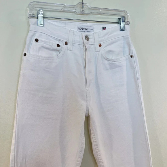 REDONE White Straight Leg High Waist Classic Preppy Designer Denim Jeans 26 - Picture 3 of 10
